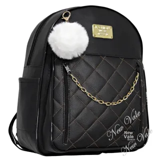 Bolsa Feminina em Courino Fashion com Alças Reguláveis e Lindo Chaveiro Pom pom - 58 Café Pompom