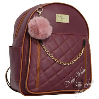 Bolsa Feminina em Courino Fashion com Alças Reguláveis e Lindo Chaveiro Pom pom - 58 Café Pompom