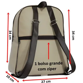 Moda Blogueira Atual - Mochila Bolsa Feminina em Courino + Lindo Chaveiro Pompom - 58 Branca Pompom