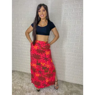 Moda Evangélica - Saia Longa Feminina com Fenda Lateral e Bolso - 5