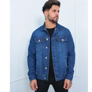 Tendência Jaqueta Premium Masculina Jeans Linha - Raryel - azul escura