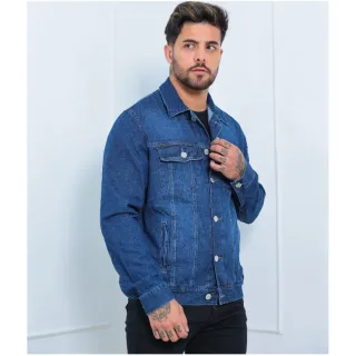 Tendência Jaqueta Premium Masculina Jeans Linha - Raryel - azul escura