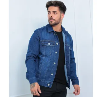 Tendência Jaqueta Premium Masculina Jeans Linha - Raryel - azul escura