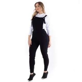 Salopete Longo Feminino Preto Liso Evangélico Jardineira Macacão - Cinza