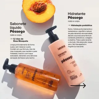 Kit Dia a Dia de Pêssego - Labotrat (Esfoliante, Hidratante, Sabonete Líquido e Sais) - Esfoliante 300g