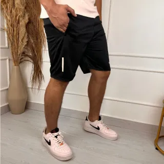 Bermuda Masculina Fitness Street Refletiva - Preto