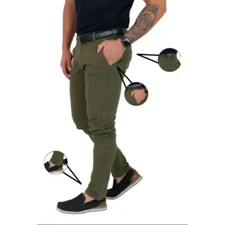 Tendência 2023: Calça Sarja Masculina Slim Fit com Elastano em várias cores - Caramelo