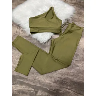 Calça Legging e Top de Um Ombro - Conjunto Fitness - Zebra