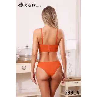 Conjunto de Lingerie Z&D Com Aro, Renda e Bojo - Calcinha Tanga 6991 - Amarelo
