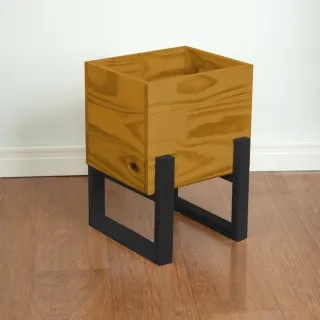 Cachepo Quadrado de Madeira Estilo Industrial Moderno Mel/Preto - Preto/Mel - MOV110