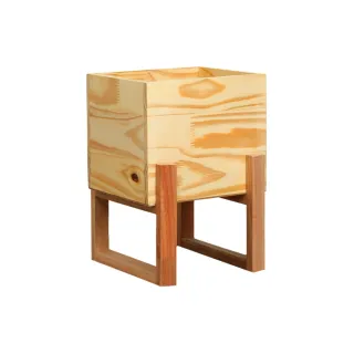 Cachepo Quadrado de Madeira Estilo Industrial Moderno Mel/Preto - Preto/Mel - MOV110