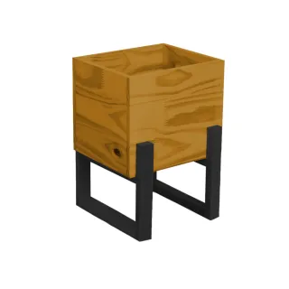 Cachepo Quadrado de Madeira Estilo Industrial Moderno Mel/Preto - Preto/Mel - MOV110