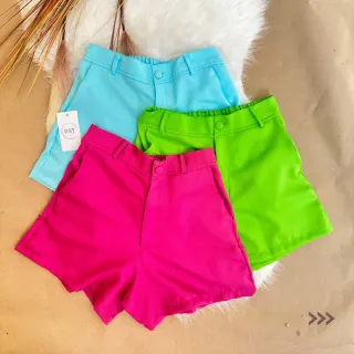 Cintura alta feminino crepe alfaiataria curto social - Azul Caneta