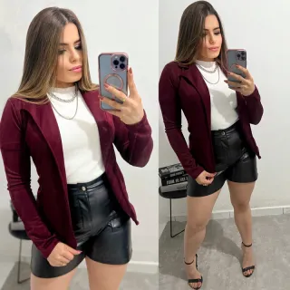 Elegância em Blazer Feminino de Neoprene: Estilo e Conforto - Azul Marinho