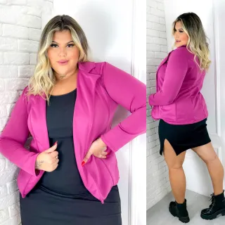 Elegância em Blazer Feminino de Neoprene: Estilo e Conforto - Azul Marinho