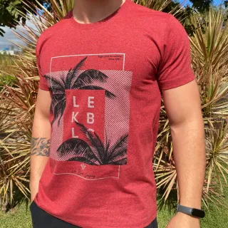 Malha Premium Camiseta Masculina Estampada Coqueiros Gola Redonda