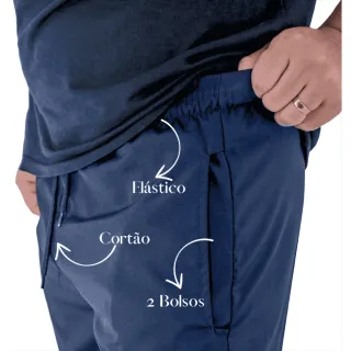 Treino DryFit Tactel Calça Esportiva Masculina Academia com Elastano - Azul Marinho