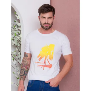 Camiseta Malha Estampa Manga Curta 100% Algodão - Direto da Fábrica - Branco