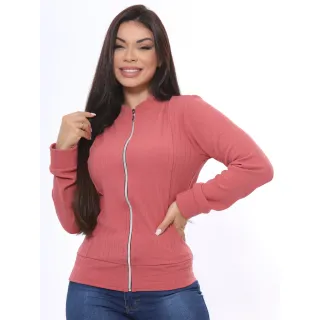 Casaco Feminino com Zíper - Jaqueta Bomber em Promoção - Vinho