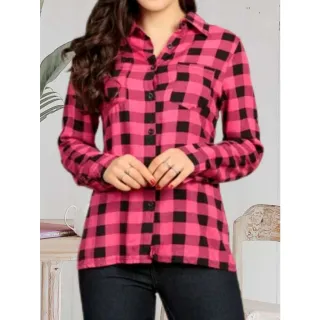 Camisa Manga Longa Xadrez Feminina Quadrilha - Branco