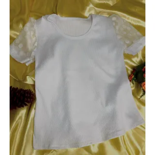 Blusa manga curta feminina canelada com tule bufante gola aberta - Bordô