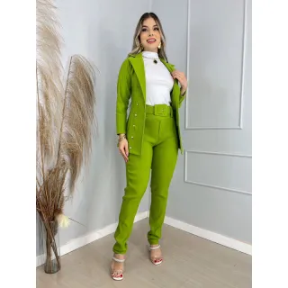 Moda Elegante Feminina: Conjunto Calça e Blazer Social - Verde menta (238)