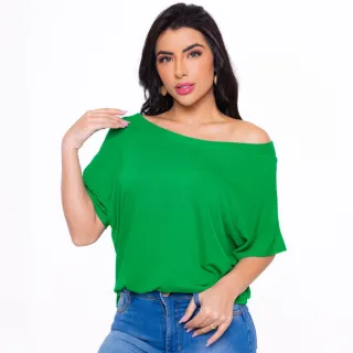 Camisa Feminina Gola Canoa Manga Curta - Blusa Basica Soltinha - Fúcsia