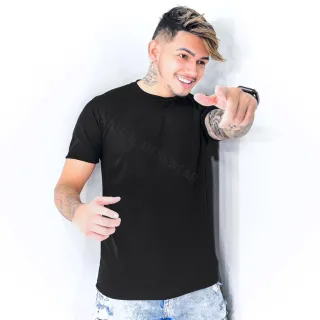 Camiseta Masculina Básica Gola Redonda em Poliéster - Azul Marinho