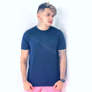 Camiseta Masculina Básica Gola Redonda em Poliéster - Azul Marinho