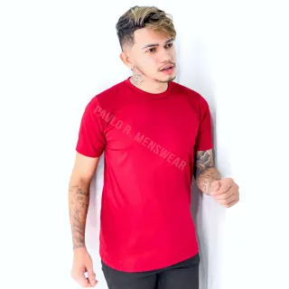 Camiseta Masculina Básica Gola Redonda em Poliéster - Azul Marinho