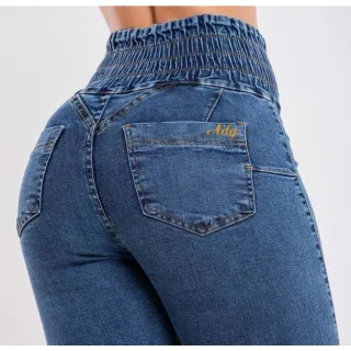 Modelo MMS de calça jeans que levanta o bumbum - Azul aço