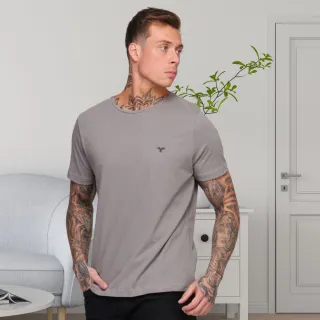 Estampa Águia Camiseta Masculina - Cinza Mescla
