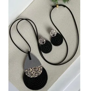 Mandala Dupla Maxi Colar Colorido Artesanal de Corda Náutica - 48. Azul Noite/Chevron