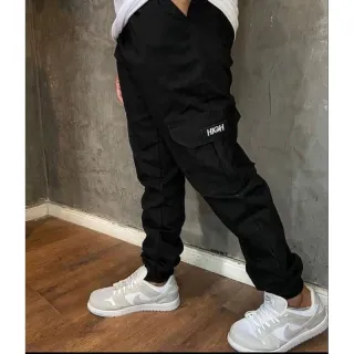 Elástico High Calça Jogger Cargo Masculina Casual - Verde