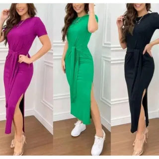 Tendência: Vestido MIDI Colorido - Várias formas de amarrar - Marrom com rosa