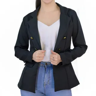 Moda Feminina: Blazer Alfaiataria Social com Botão - Raryel - Azul Royal