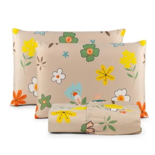 Lençol Queen 3 Peças 200 Fios - Toque Macio e Várias Estampas - Palha Liso