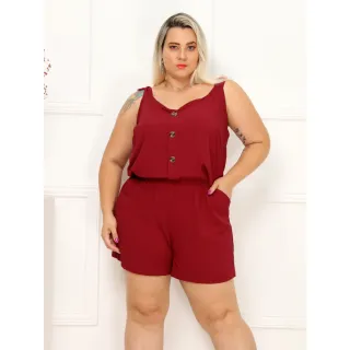 Macacão Macaquinho Plus Size Feminino GG G1 G2 - bordo 22