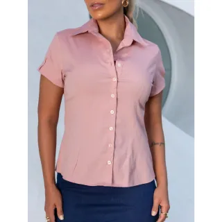 Blusa Feminina Manga Curta Branca Lisa Slim | Moda Evangélica - Preto