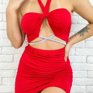 Vestido Colado Tubinho Curto com Brilho - Levanta Bumbum - Rosa