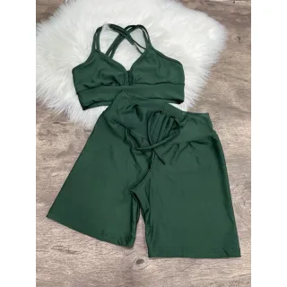 Top com Alça Dupla + Conjunto Fitness Short Com Cordão - 2