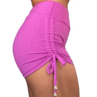 Revenda Short Canelado Feminino em Malha - Verde Militar