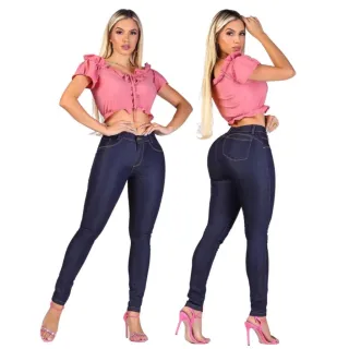 Calça Feminina Efeito Levanta Bumbum Cintura Alta em Jeans Lycla - 15