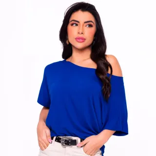 Camisa Feminina Gola Canoa Manga Curta - Blusa Basica Soltinha - Fúcsia
