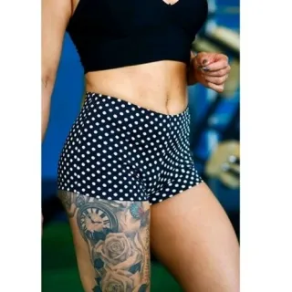 Shortinho justo feminino curto para treino de academia e pole dance - Bolinha branca