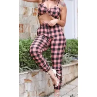 Jogger Feminina Xadrez Bengaline - Calça - Preto Liso