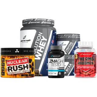 Zma + Thermo Abdomen + Pré Treino Nuclear Rush + Bcaa + Creatina + Whey Protein