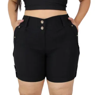 Bolsos Shorts Feminina Plus Size Bengaline - Vinho