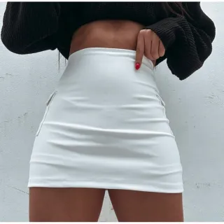 Saia Cintura Alta com Bolso Lateral - Curta - Pink