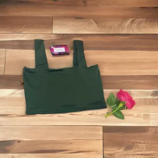 Suplex feminino sem bojo: cropped casual com alça grossa em várias cores lisas e estampadas - Verde Bandeira